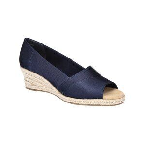 Easy Street Jasper Espadrille Sandals Women’s Comfort Wedge Navy 10W MSRP $65